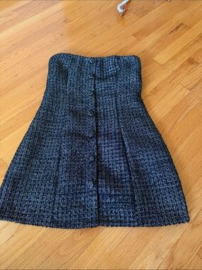 REVOLVE Strapless Tweed Mini Dress in Black